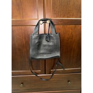 Botkier New York Black Pebbled Leather Crossbody Tote Bag with Side Zippers